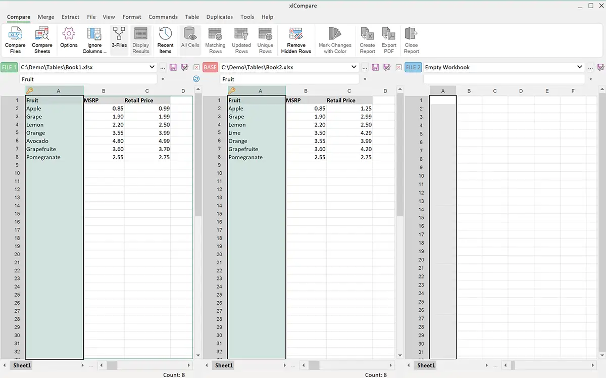 Compare Multple File in Spreadshet Compare Tool