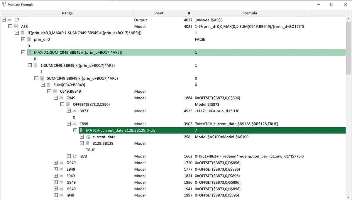 Evaluate Formula in Spreadsheet Compare Tool