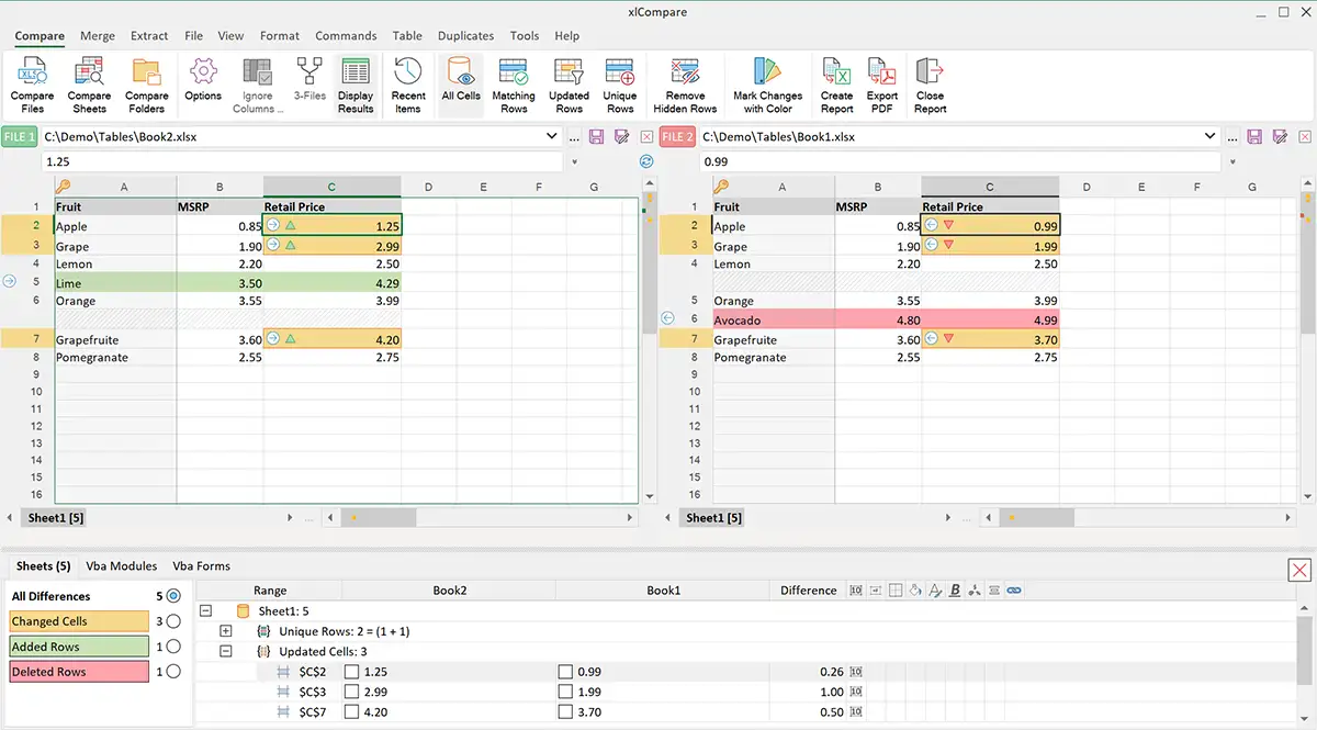 Excel Compare vs. Spreadsheet Inquire